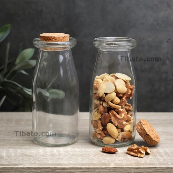 قارورة مقاس طويل زجاجية غطاء خشبي